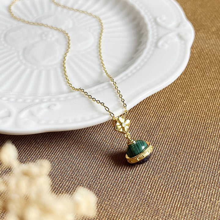 Olivenorma "Stellar Corona" Malachite Blue Sandstone Sphere Pendant Necklace - image 7
