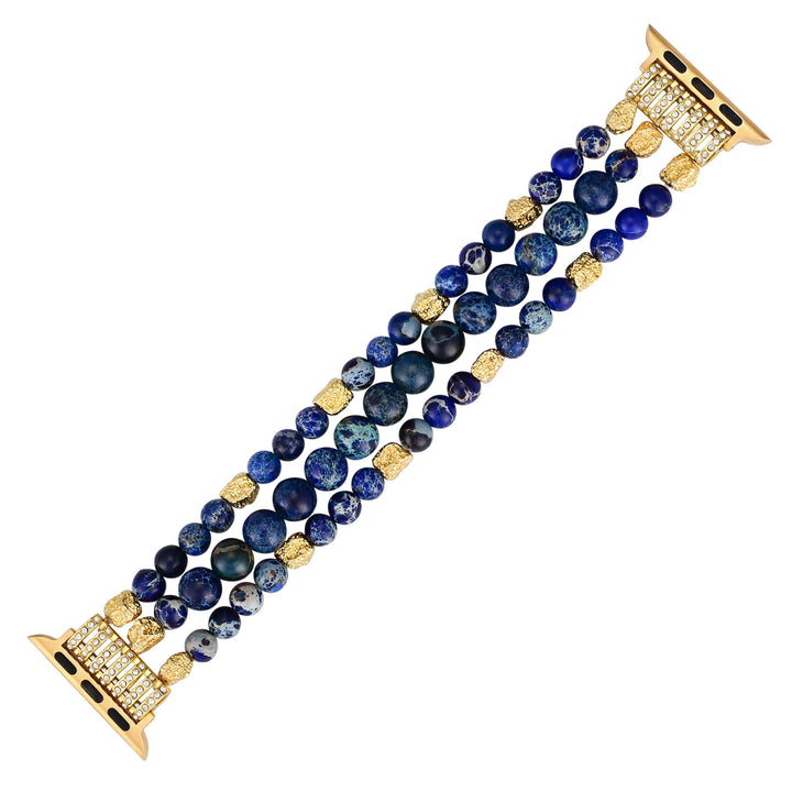 Olivenorma Blue Emperor Stone Beaded Elastic Cord Apple Watch Strap - image 2