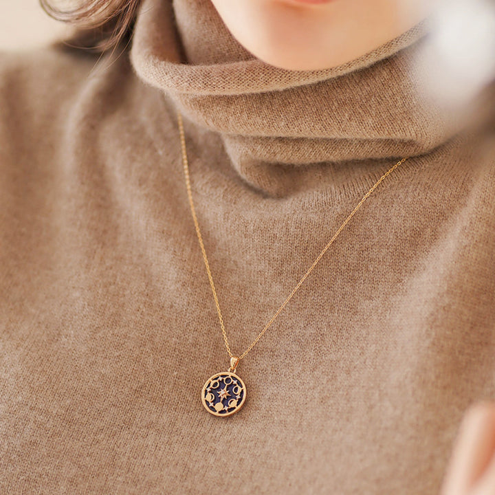Olivenorma Lapis Lazuli Moon Phase Eight Awn Star Necklace - image 2