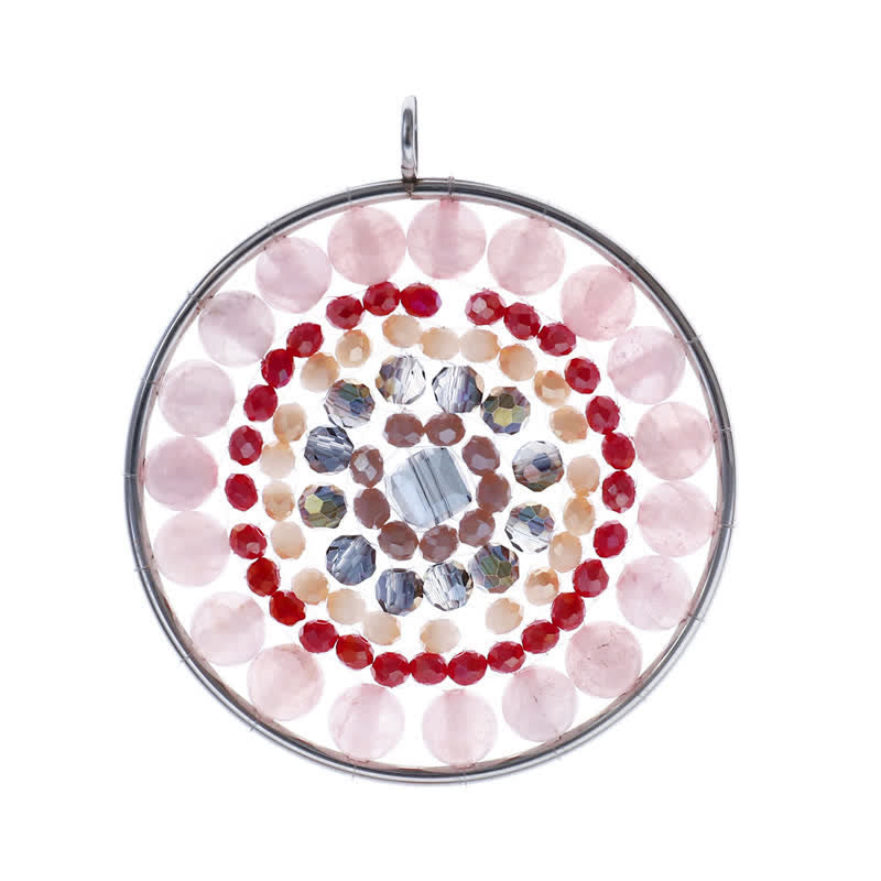 Olivenorma Datura Flower Round Pendant Crystal Necklace - Rose Quartz - image 21