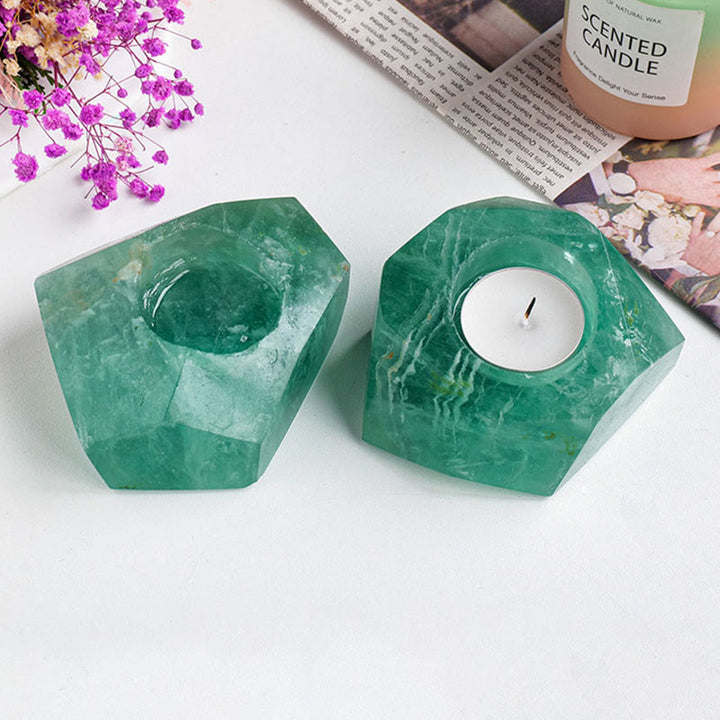 Olivenorma Green Fluorite Polish Candle Holder Natural Stone - Green Fluorite - image 0