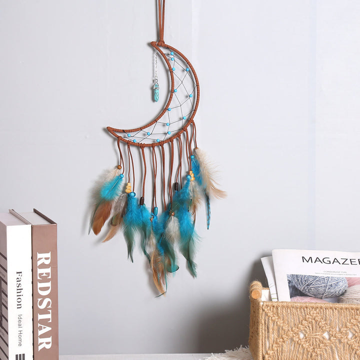 Olivenorma Turquoise Pendant Blue Brown Feather Dream Catcher - image 1