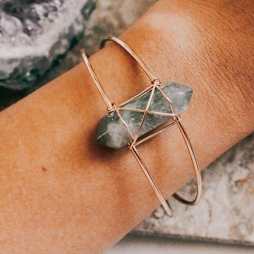 Olivenorma Natural Crystal Hexagon Post Wire Bracelet - image 1