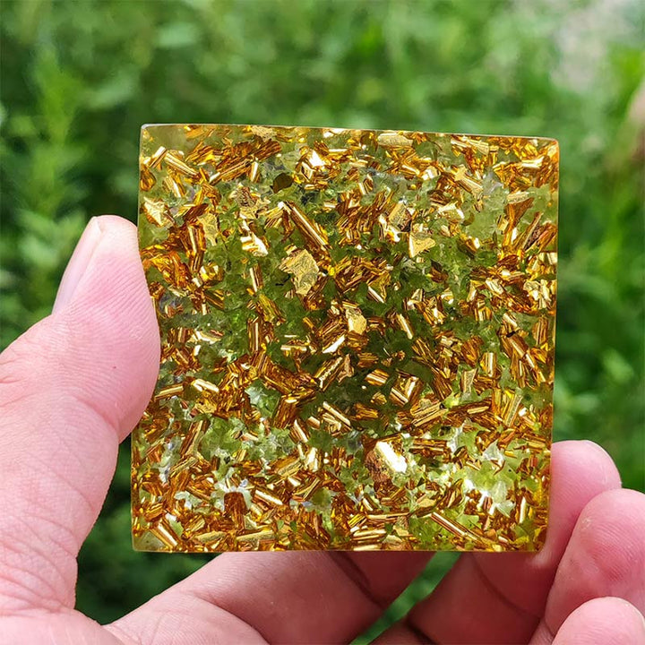 Olivenorma Amethyst with Peridot Leo Zodiac Orgone Pyramid - image 4