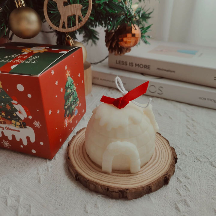 Olivenorma Engraved Glove Yarn Ball Christmas Sock Candle - Snow House-7.7*5.3cm - image 10