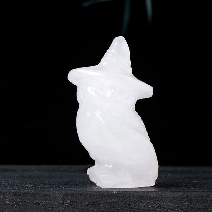 Olivenorma Halloween Crystal Owl Carving Gemstone Decoration - Clear Crystal - image 1