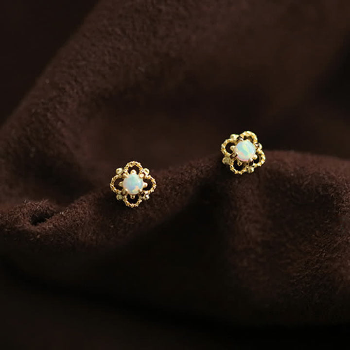 Olivenorma Delicate Vintage Opal Rhombic Earrings - Gold - image 0