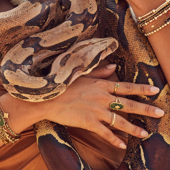 Olivenorma Natural African Turquoise 18k Adjustable Ring - image 7