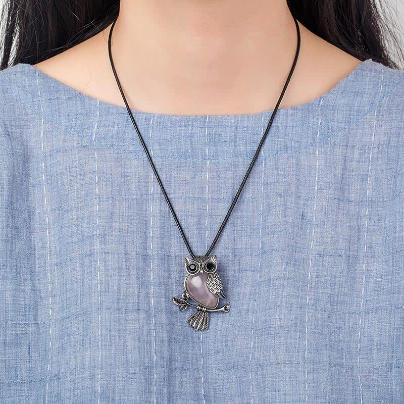 SPIRITUAL ENERGY - Owl Gemstone Necklace with Bracelet Gift Set - image 43