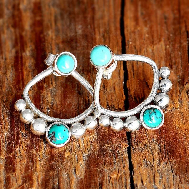 Olivenorma Turquoise Round Bead Stud Earrings - image 4