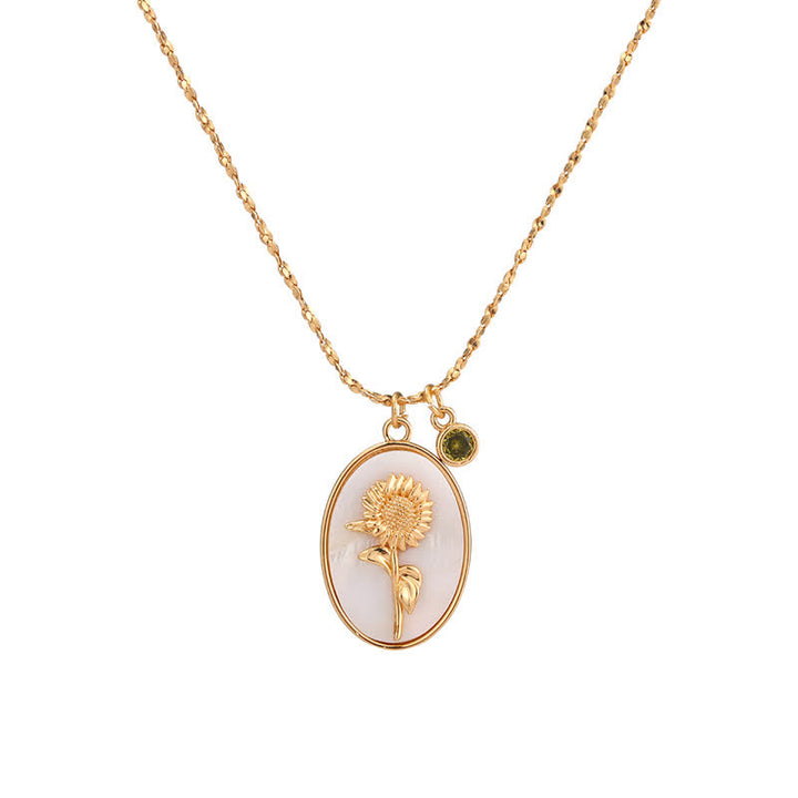 Olivenorma Birth Stone With Birth Flower Necklace - Aug - Poppy - image 8