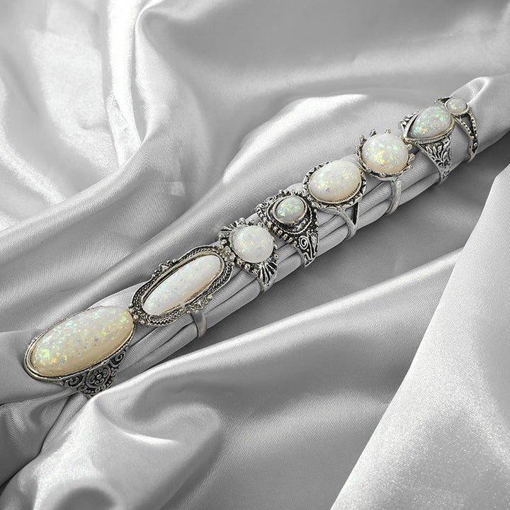 Olivenorma Round Oval Opal 8-Piece Ring Set - image 5