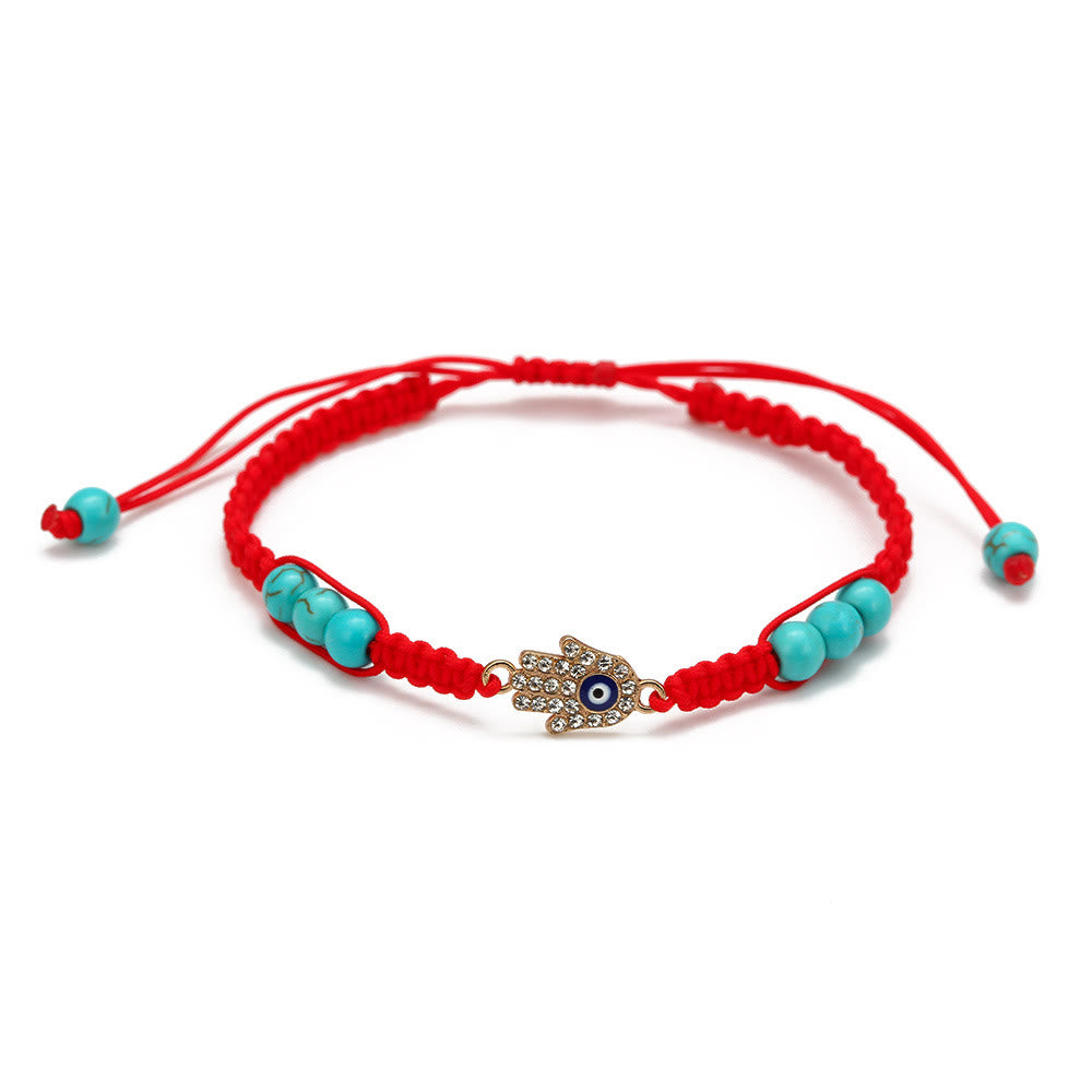 Olivenorma Turquoise White Zircon Evil Eye Braided Adjustable Bracelet - Evil Eye&Hamsa - Red - image 17