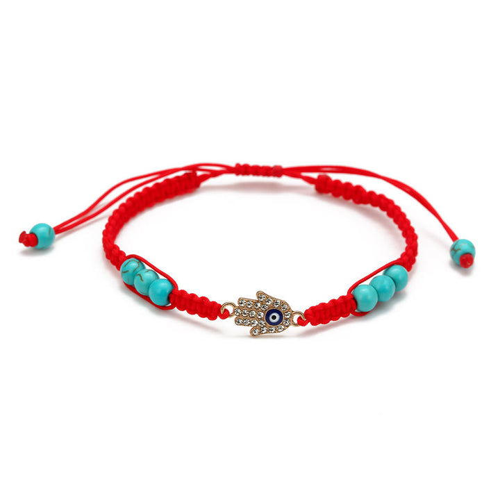 Olivenorma Turquoise White Zircon Evil Eye Braided Adjustable Bracelet - Evil Eye&Hamsa - Red - image 17