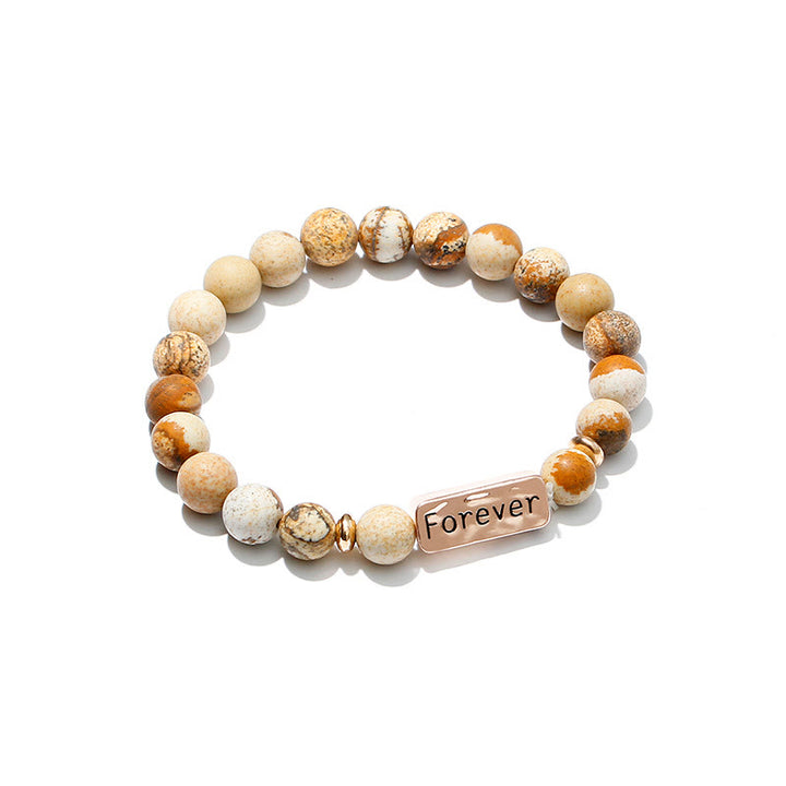 Olivenorma Natural Gemstone Best Friend Forever 3 Piece Engraving Bracelet Set - image 9