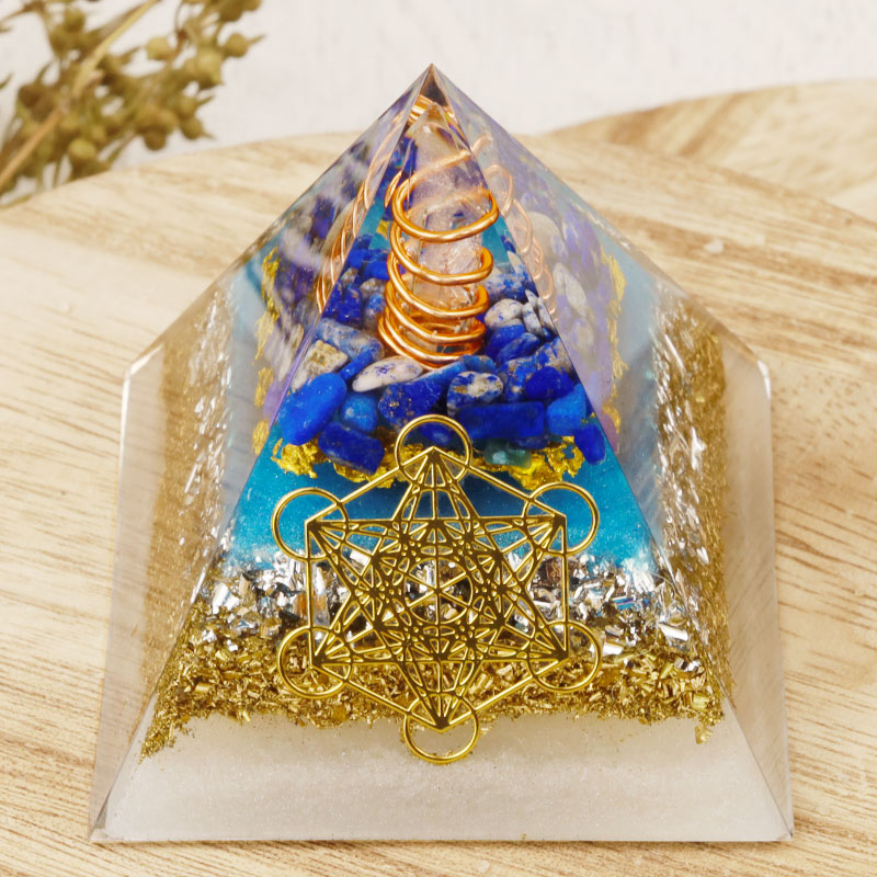 Olivenorma Lapis Lazuli Metatron's Cube Orgone Pyramid - image 2