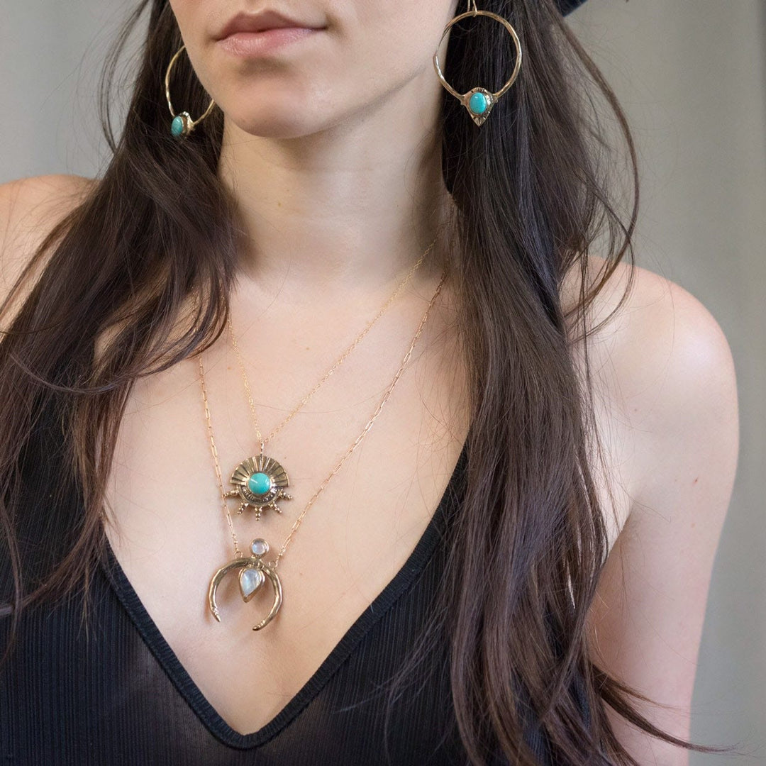 Olivenorma Gold Crescent Moonstone Necklace - image 1