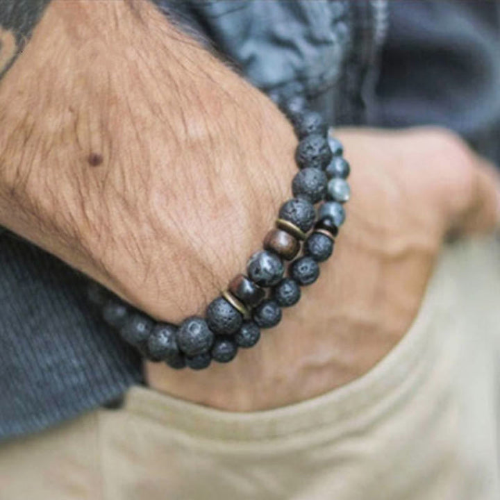 Olivenorma Natural Stone 8mm Wooden Beads Energy Men Bracelet - image 10