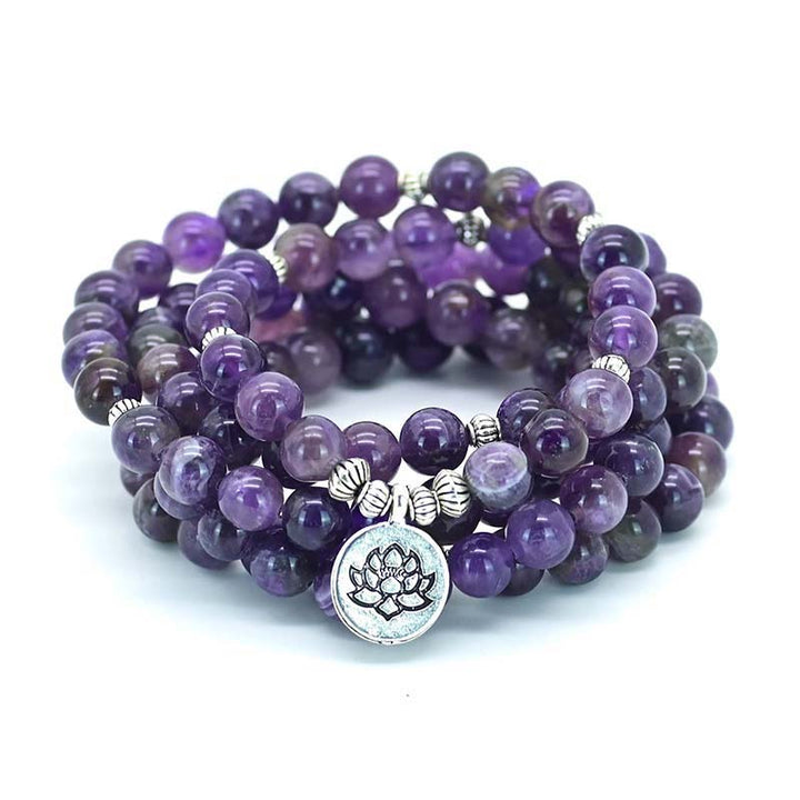Olivenorma Amethyst Lotus Symbol Mala Necklace Bracelet - image 3