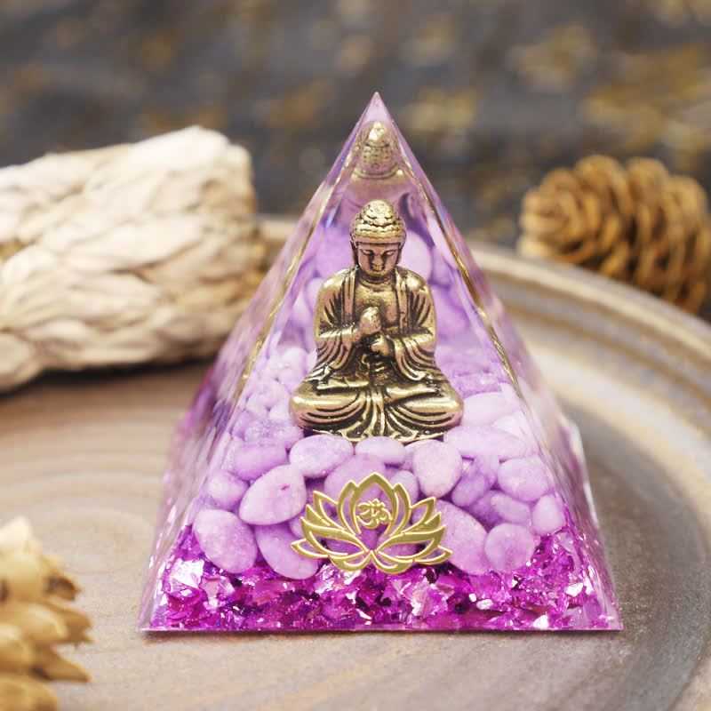 Olivenorma Buddha Lotus With Purple Jade Orgone Pyramid - image 1