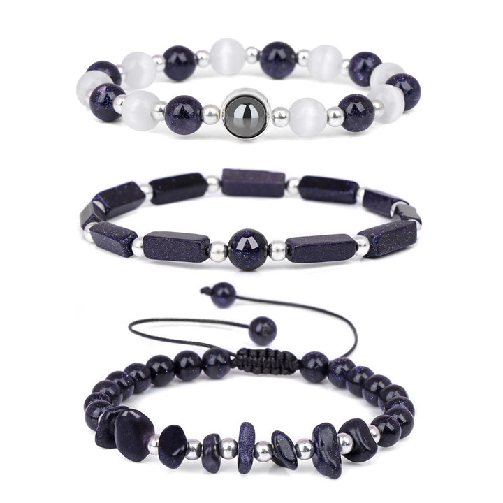 Olivenorma "Healing Wishes" Natural Crystal 3 Pieces Set Bracelet - Blue Sandstone - image 4