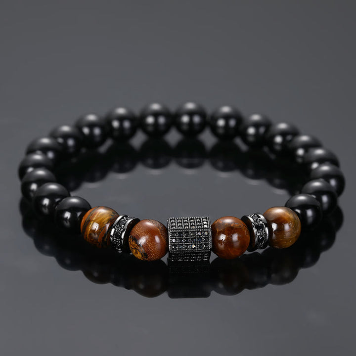 Olivenorma Men's Frosted Black Bead Tiger Eye Bracelet - image 8