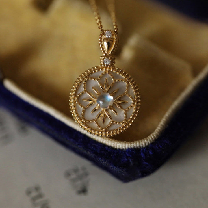 Olivenorma Natural Moonstone Floral Pendant Necklace - image 4