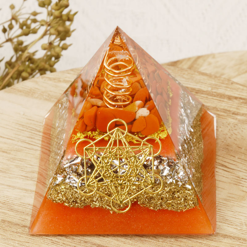 Olivenorma Metatron's Cube Clear Crystal Pillar Orgone Pyramid - image 2