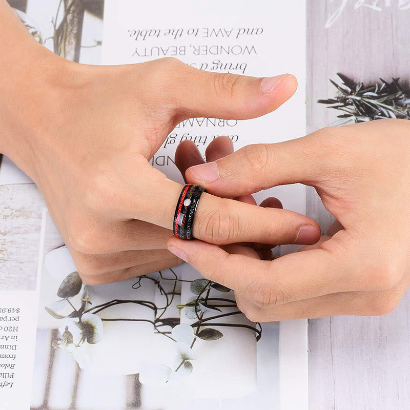 Olivenorma Color Opal 8mm Black Tungsten Carbide Mens Ring - image 1