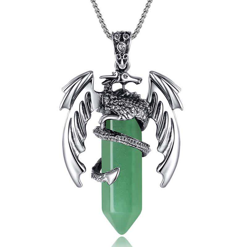 Olivenorma Vintage Dragon Crystal Healing Stone Reiki Necklace - Green Aventurine - image 8