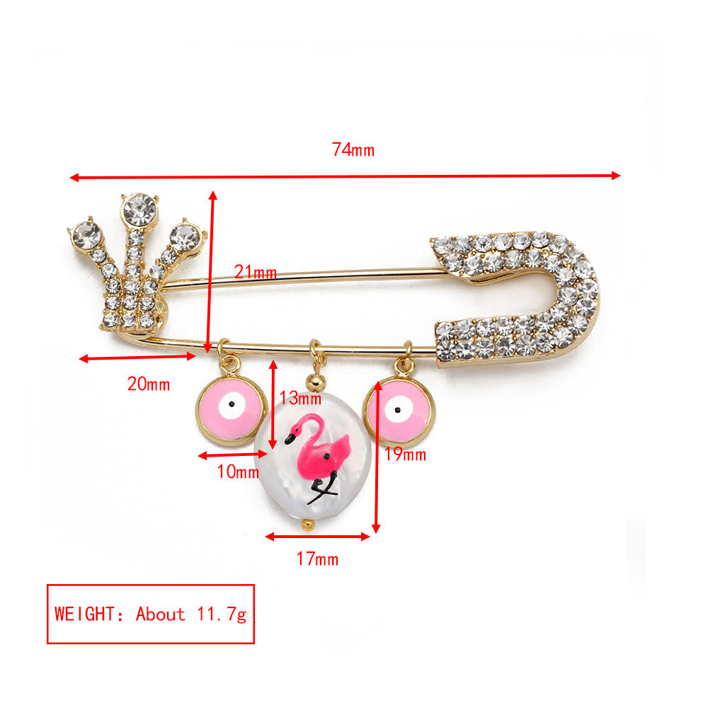 Olivenorma White Zircon Evil Eye Heart Brooch - Evil Eye&Swan - image 9