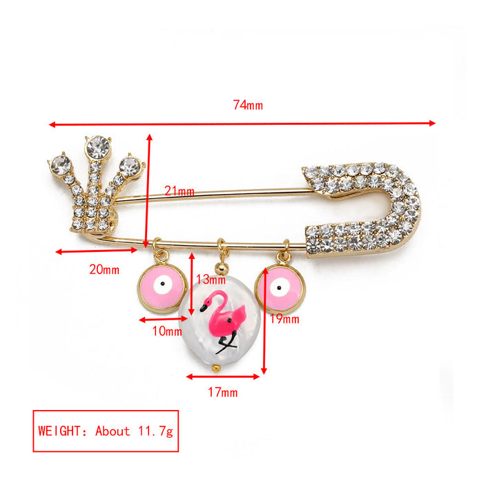 Olivenorma White Zircon Evil Eye Heart Brooch - Evil Eye&Swan - image 9