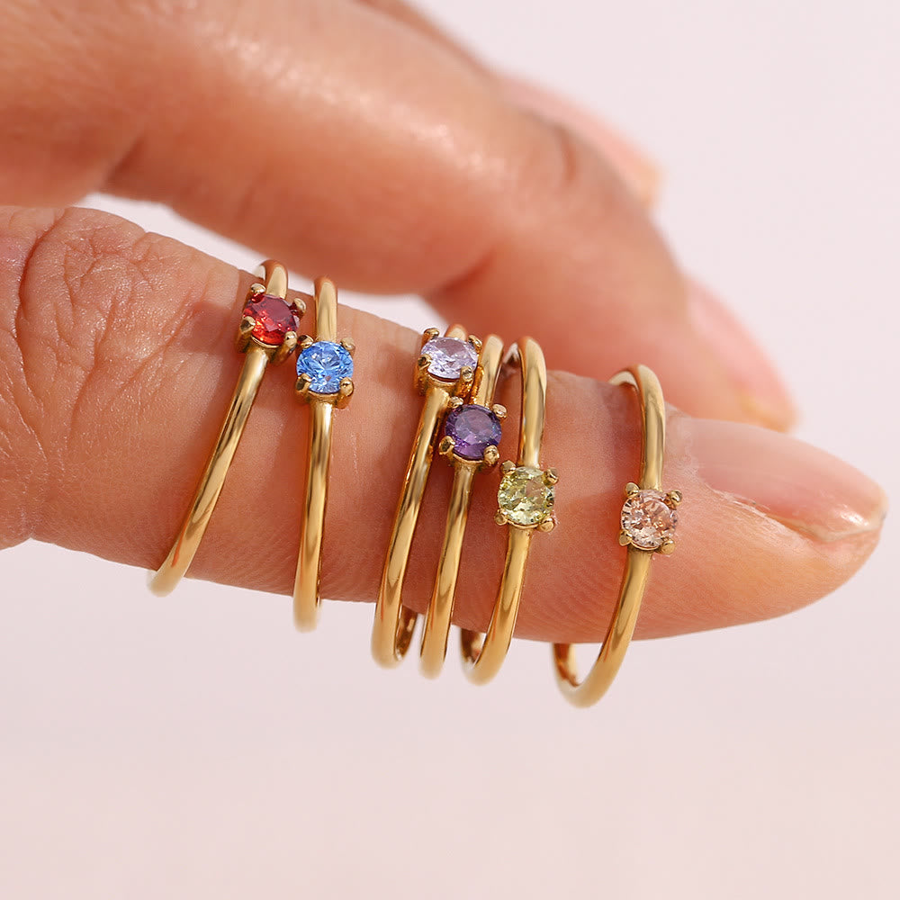 Olivenorma Simple Birthstone Stainless Steel Plated 18k Ring - image 33