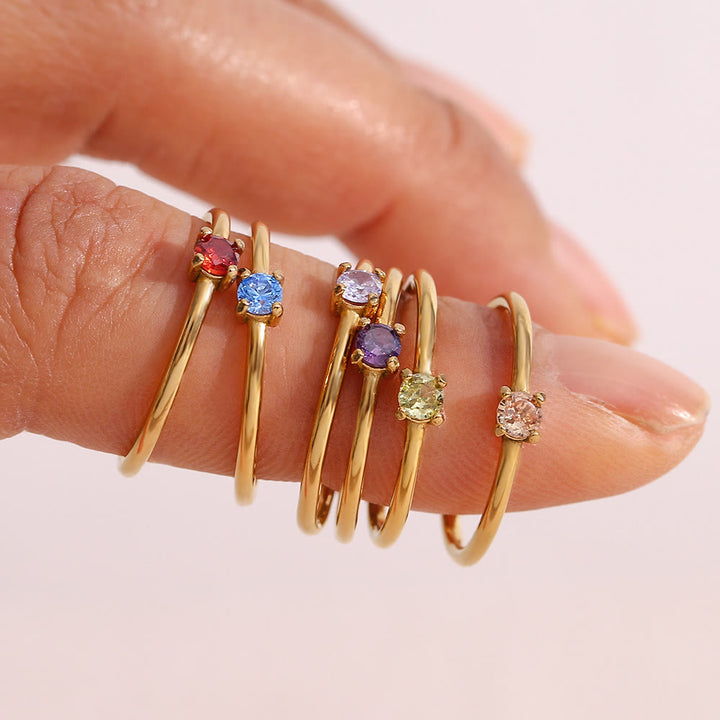Olivenorma Simple Birthstone Stainless Steel Plated 18k Ring - image 33