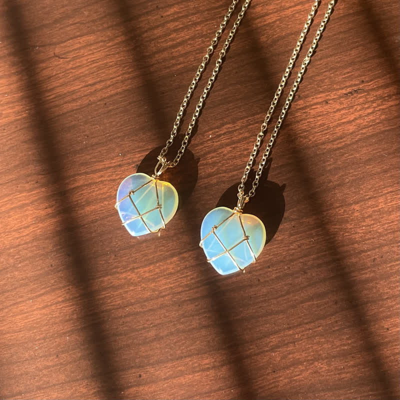 Olivenorma Heart Shape Natural Crystal Gemstone Necklace - image 2