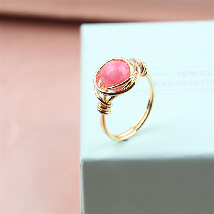 Wire Wrapped Healing Crystal Ring - Strawberry Quartz - image 9