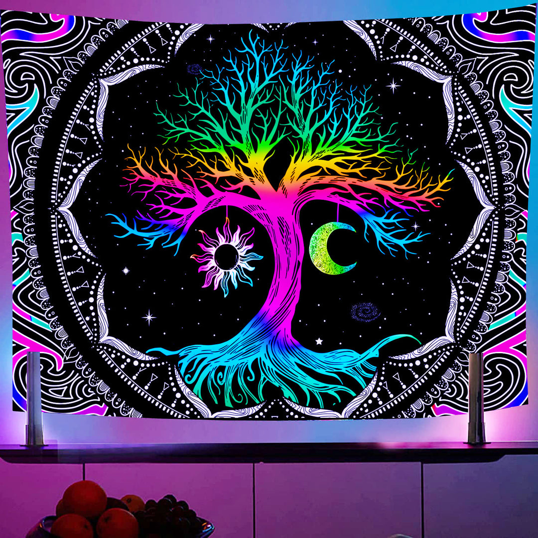 Olivenorma Dormitory Wall Purple Light Tapestry - Tree of Life & Sun Moon #2 - Flannel - 230*150cm - image 2