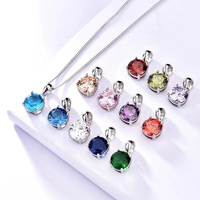 Olivenorma Multicolor Zircon Gemstone Four Claw Pendant Necklace - image 0