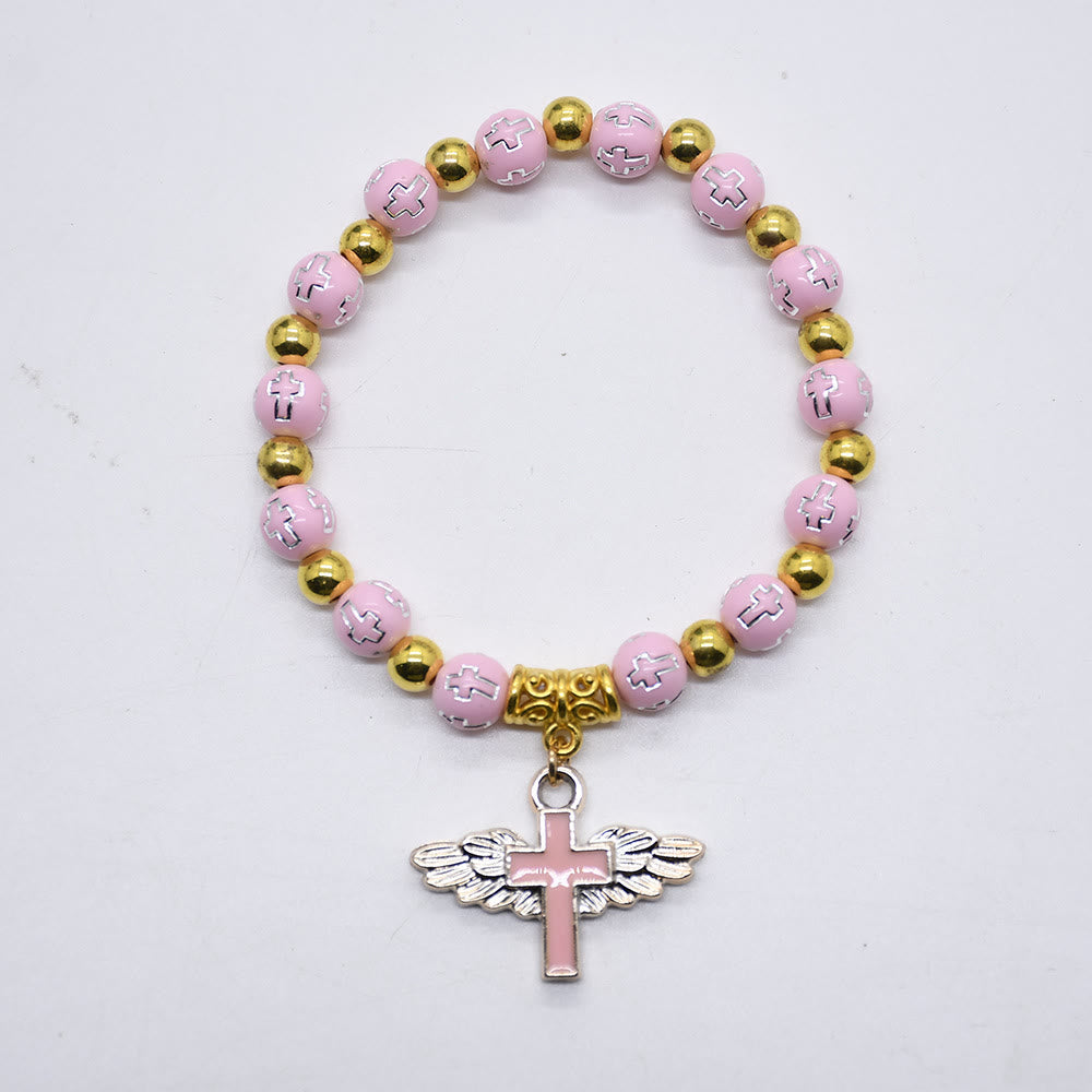 Olivenorma White Jade Cross Beaded Bracelet - Pink - image 6