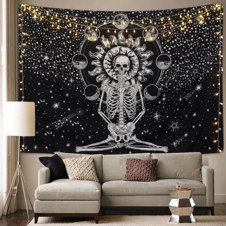 Sun And Star Skull Meditation Wall Hanging Tapestry - image 3