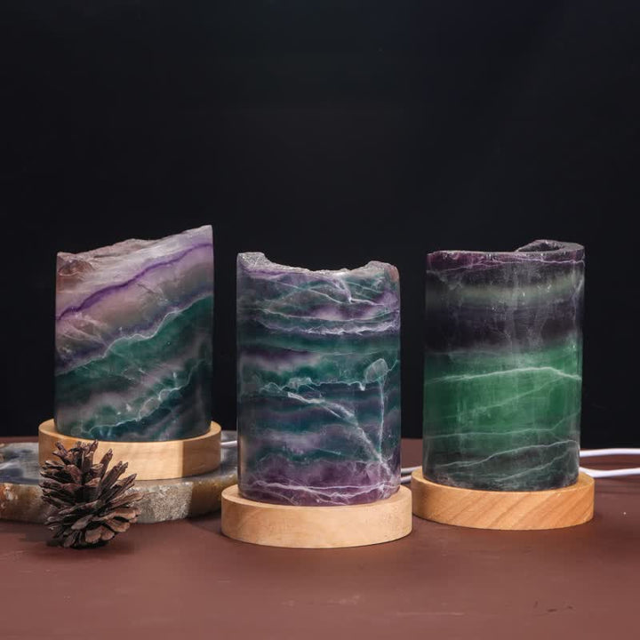Olivenorma Natural Fluorite Cylinder Crystal Lamp - image 8