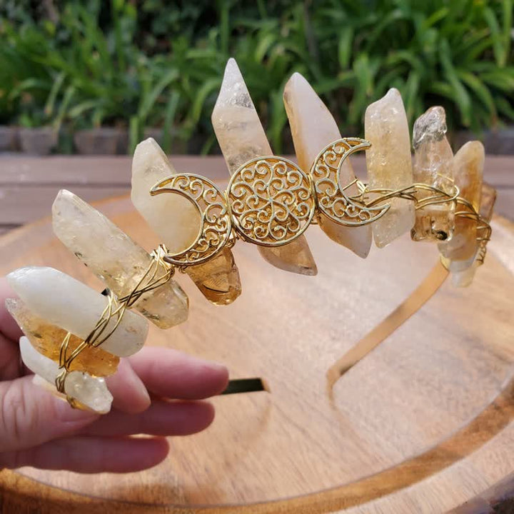 Olivenorma Citrine Crown with Gold Moon Phase Crystal Crown - image 5