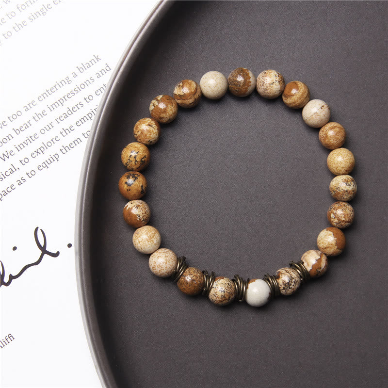 Olivenorma Polished Natural Stone 8mm Bead Stretch Yoga Bracelet - image 3