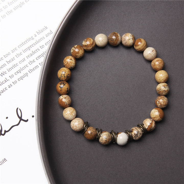 Olivenorma Polished Natural Stone 8mm Bead Stretch Yoga Bracelet - image 3