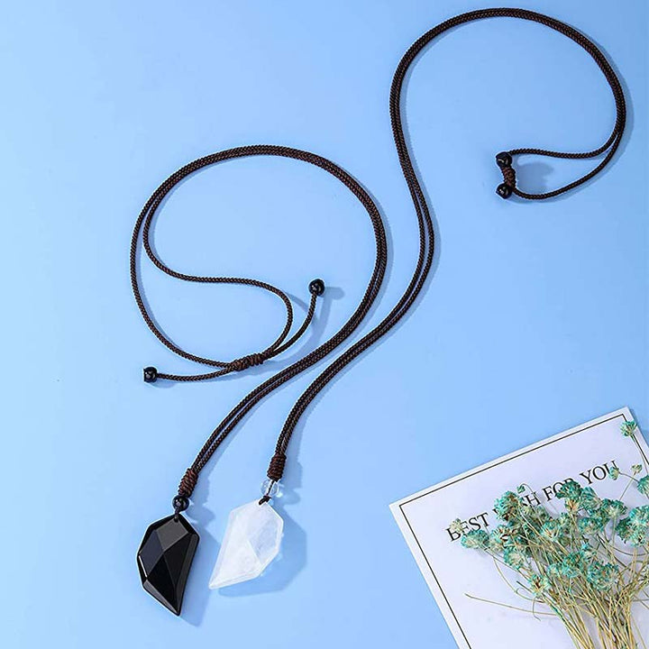 Olivenorma Obsidian Clear Quartz Heart Necklace - image 3