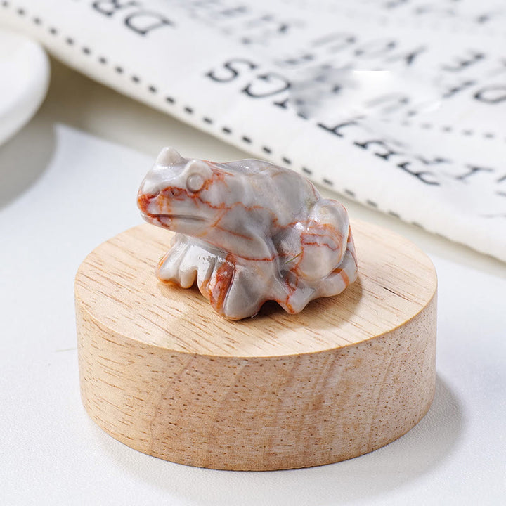 Olivenorma Natural Gemstone Carved Frog Statue Gemstone Decoration - Rhodochrosite - image 13