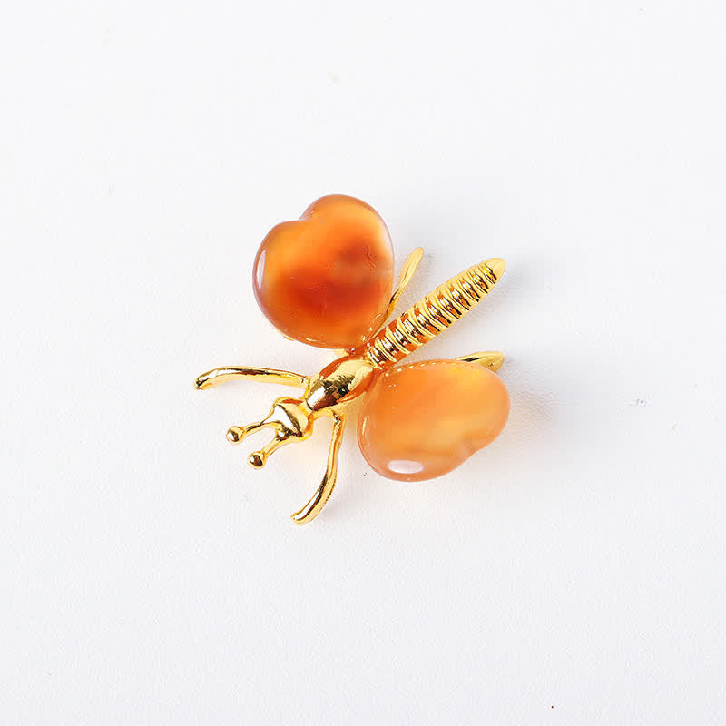 Olivenorma Natural Crystal Agate Dragonfly Gemstone Decoration - Red Agate - image 15