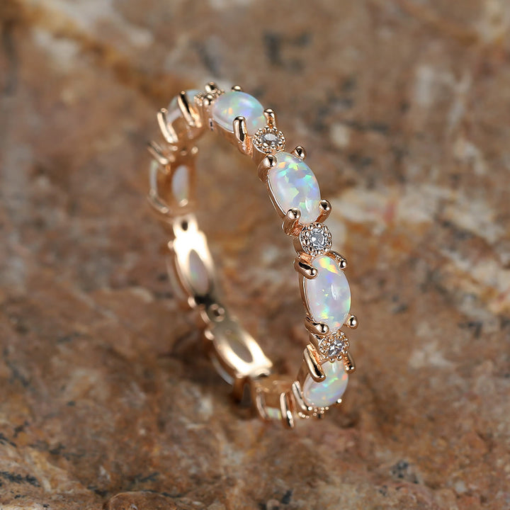 Olivenorma Purple Blue Opal Black Gold Ring - image 3