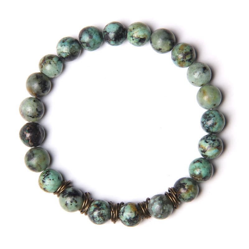 Olivenorma Polished Natural Stone 8mm Bead Stretch Yoga Bracelet - African Turquoise - image 11