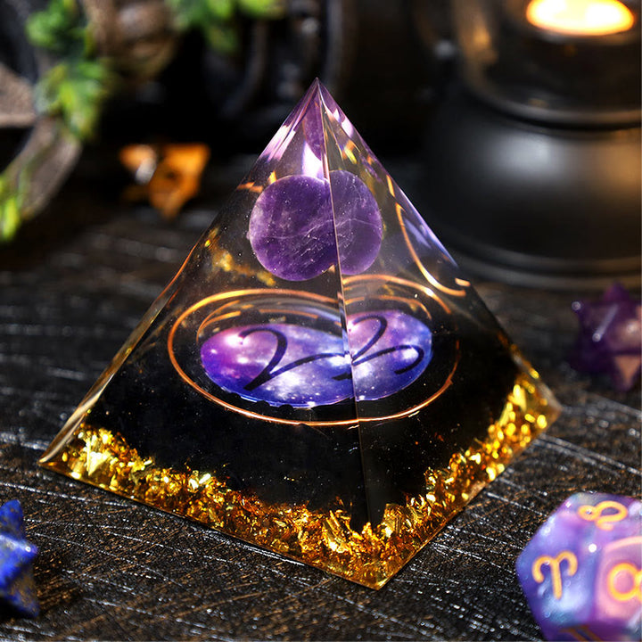 Olivenorma Amethyst Ball Obsidian Gravel Zodiac Aries Orgone Pyramid - image 1